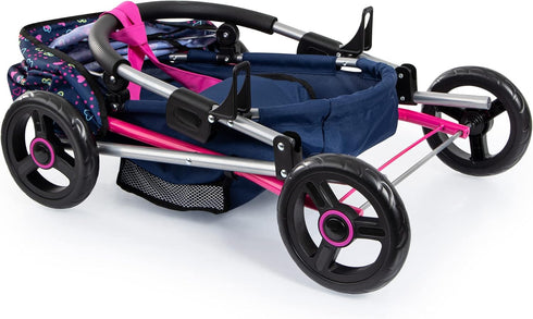 Bayer Design Dolls Pram Cosy - Blue, Pink, Hearts, Includes Blanket & Shoulder Bag, Fits Dolls Up to 18"