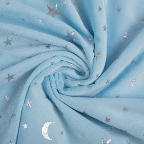 Baby Blanket for Boys Girls, Soft Minky, 30x40 Inch, Star and Moon Printed, Double Layer Dotted Backing