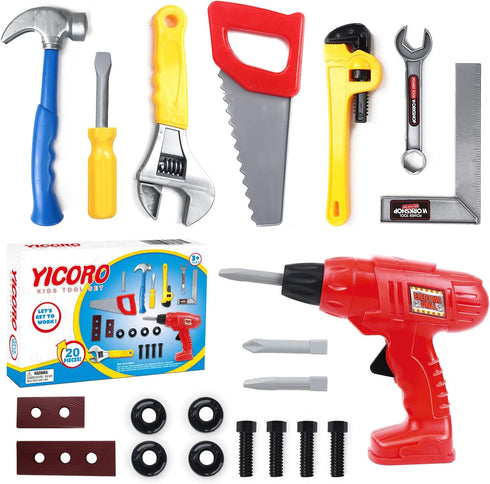 Kids Tool Set – 20 PCS Toy Tools with Drill, Pretend Play Toys for Ages 3-8, Boy Toys