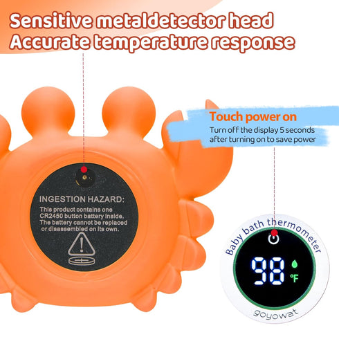 Baby Bath Thermometer, Newborn Swimming Safety Toy, Bathtub Water Thermometer with LED Display Warning