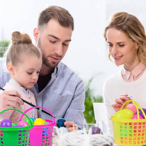 24 Set, 120g Evoio Easter Baskets Bulk for Kids, PCS Small Easter Baskets Bulk for Egg Hunts Easter Bucket Bags