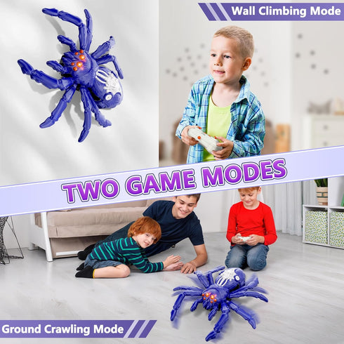 360 3 3-12 Infowush Wall Crawler Spider, Rechargeable Remote Control Robot Kids Toys, Rotating RC Wall Climbing Spider