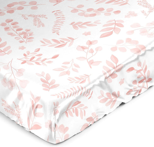 Sweet Jojo Designs Blush Pink and White Floral Leaf Girl Baby Satin