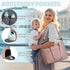 14 Inch Mommy Pritent Diaper Bag Tote for Working Mom, Large Travel Diaper Tote for Mom and Dad with Laptop Sleeve