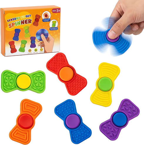 Sensory Fidget Toys for Kids Adults - 2-in-1 Fidgets Spinner Textured Stress