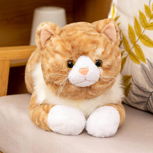 Fawowe 5.3 lbs 25.5 inch Cat Weighted Stuffed Animals, Weighted Cat Plush Toy Realistic Plush Animals Pillow Gifts