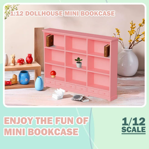 1:12 Scale Dollhouse Bookshelf, Classic Doll House Bookcase & Versatile Dollhouse Furniture Decor, Interesting