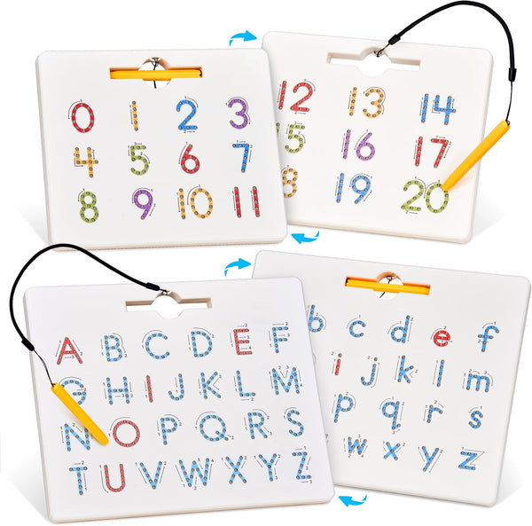 GAMENOTE Double Sided Magnetic Letter & Number Board Set - Alphabet &