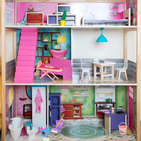 18 ONEST Pieces Doll Housework Cleaning Supplies Miniature Mini Dollhouse Accessories Dollhouse Furniture Decoration