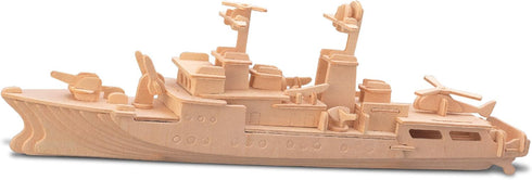 Puzzled 3D Puzzle Destroyer Warship Wood Craft Kit - Fun DIY Wooden Toy Assemble Model for Decoration