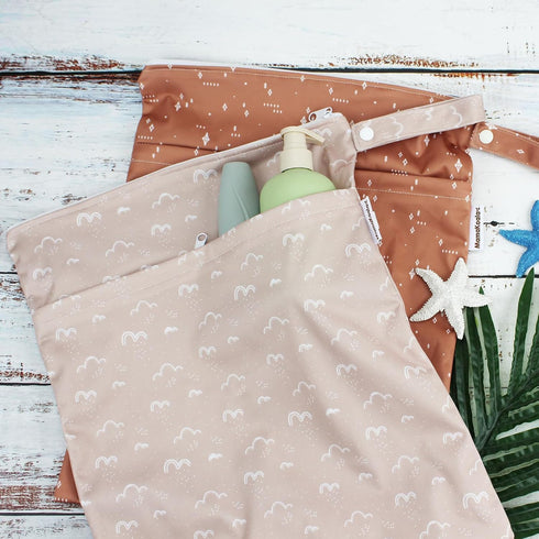 2 Pack (W016) Mama Koala Waterproof Wet Dry Bags for Baby Items, Cloth Diapers, Swimsuits, Travel, Gym Clothes, Beach