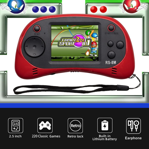 EASEGMER 16 Bit Kids Handheld Games, Built-in 220 HD Video Games, Portable Game Player for Ages 3-10