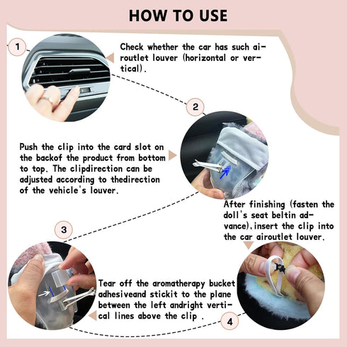 Car Seat for labubu Dolls with Air Vent Clip and Desktop Stand, Cute and Functional Car Ornament for Doll Fans