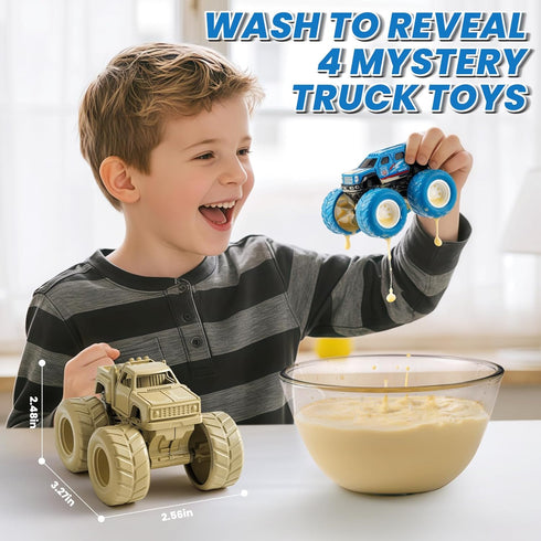 3 4 5 6 7 4 Pack 3-5 6-8 IJIGU Monster Truck Toys for Year Old Kids, Wash to Reveal Monster Trucks for Toddlers, Toy