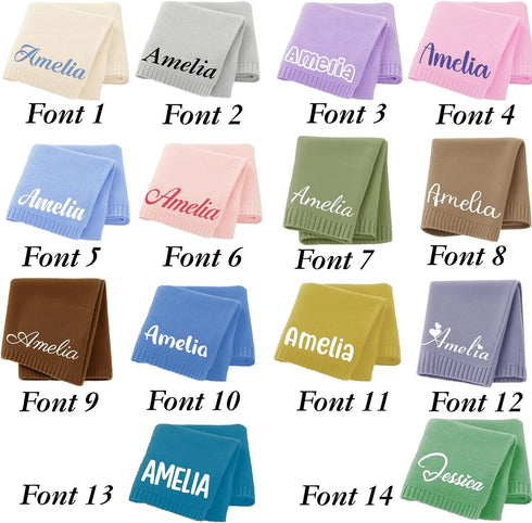 STELABUN 40 30 inches, Personalized Embroidered Baby Blanket for Boys/Girls, Cotton Chunky Knit Customized Swaddle