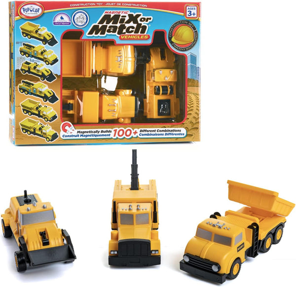 Popular Playthings Magnetic Vehicles for Toddlers 1-3, Mix or Match Car Toys,