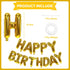Gold Happy Birthday Balloons Banner, 16 Inch Mylar Foil Letters Sign, Reusable Balloons for Birthday Decorations Party