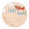 NQEUEPN Wood Newborn Announcement Sign, 15cm/5.91 Inch Wooden Hello World Newborn Arrival Plaques