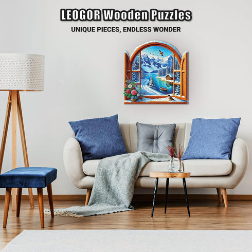 500 (17.1 16.8 5mm LEOGOR Premium Wooden Jigsaw Puzzles for Adults Pieces x in), Large Winter Puzzle, Extra-Thick