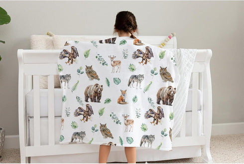 SqtmuHLuo 60x80inch Animal Baby Blanket Boys Girls Deer Bear Owl Flannel Plush Nursery Bed Blanket Newborn Swaddling
