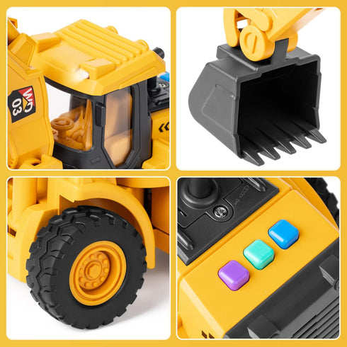 YySiRui 11" 1: 18 Ages3+ Excavator Toy, Scale, Rolling Wheels Inertia-Powered, HeavyDuty Plastic, with Lights