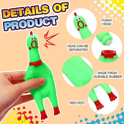 Honoson 50 6.3 Inch(Multi Pcs Rubber Chickens Squeak Screaming Chicken Novelty Bulk Dog Toys for Pets Dogs Adults