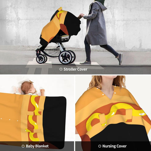 Zhbvncp Dachshund in Hot Dog Bun with Mustard Baby Car Seat Cover & Breastfeeding Nursing Cover - Breathable Stretch