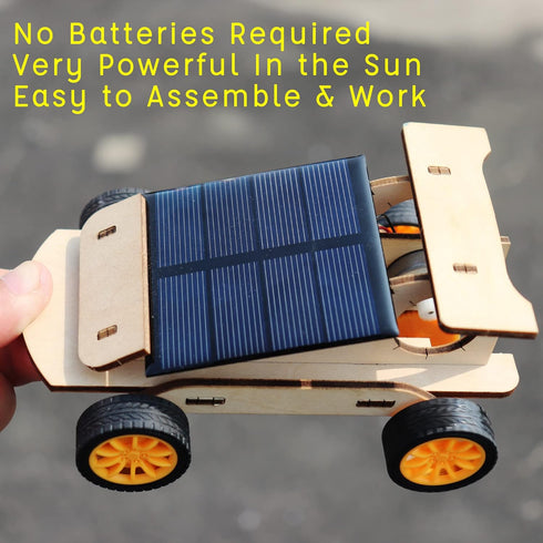 2 in 1 Science Experiment Kits for Kids - DIY Building Remote Control Solar Car Model Kit, 3D Puzzles Wooden Motor Set,