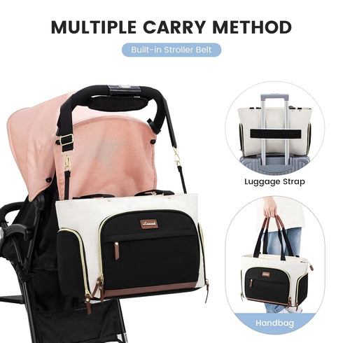 LOVEVOOK Breast Pump Bag - Diaper Bag Tote 3Pcs Set for Breastfeeding Moms with 15" Laptop Pocket, Cooler Bag &