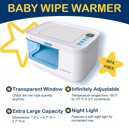 Baby Wipe Warmer and Dispenser Portable Heated Diaper Wipe Heater with Fast Heating, Large Capacity, and Anti-Dry Out