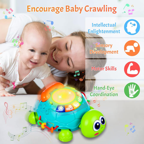 6 12 12 Tummy 8 9 10 Baby Toys to Months Crawling Turtle Musical Infant Toy for Months Old Light Up Time Toys Early