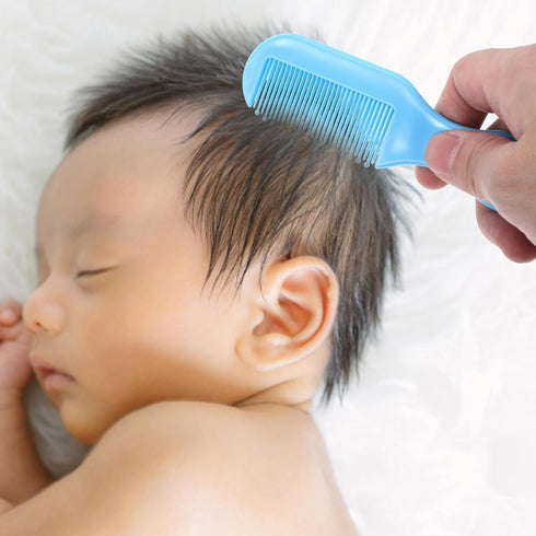 Set BESPORTBLE Brush and Comb for Newborns, Soft Nylon Bristles Hairbrush with Gentle Massage, Blue and Pink Grooming