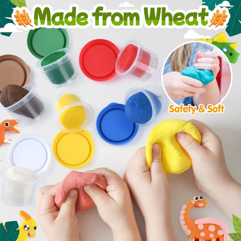 Sets 4-8 Set, 15 Set 2 oz Cans/6 PLAY Dinosaur Clay for Ages Kids - Color Dough Toys with Dentist Play Dough Tool