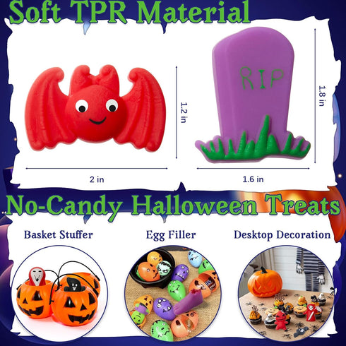 24PCS (24 Squishies+24 TOANWOD Halloween Party Favors Squishy Toys : Goodie Bag Stuffers Fidgets Toys Bulk Cheap
