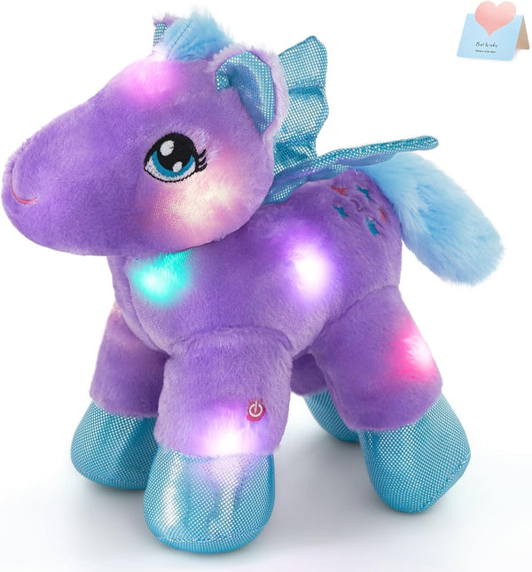 BSTAOFY Light up Pegasus Stuffed Animal Glow Unicorn LED Soft Plush Toys,