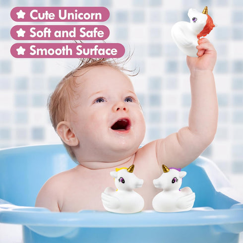 KIDPAPA 1-3,Soft Set No Hole Bath Toys,Unicorn Bath Toys for Toddlers Unicorn Bathtub Toys for Kids Girls Boys Presents