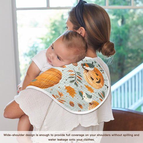 YETTASBIN Autumn Harvest Pumpkin Muslin Baby Burp Cloth, Super Soft Absorbent Cotton Burp Rag Baby Bibs Feeding Cloth
