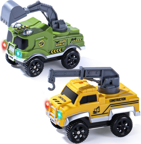 Fajiabao Race Tracks Cars Replacement, Kids Construction Toys Cars with LED Light, Compatible with Most Race Tracks