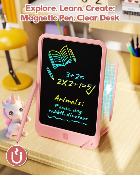 bravokids 10 Inch Drawing Tablet for Girls, Colorful LCD Writing Tablet for Kids, Erasable Drawing Pad for Toddler