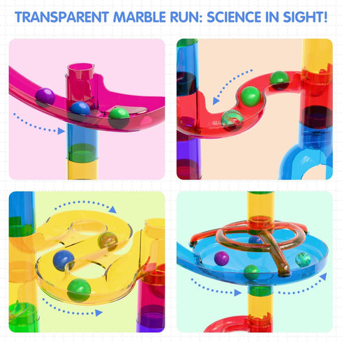 109Pcs 3-12 Marble Run, Marble Maze Game Building Toys for Kid, Upgrade Mable Track Race Construction STEM Learning