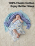 3 Pack 47"X47", TILLYOU Muslin Swaddles for Newborns Baby Blankets for Girls Boys Cotton Swaddle Blankets Blue Flower