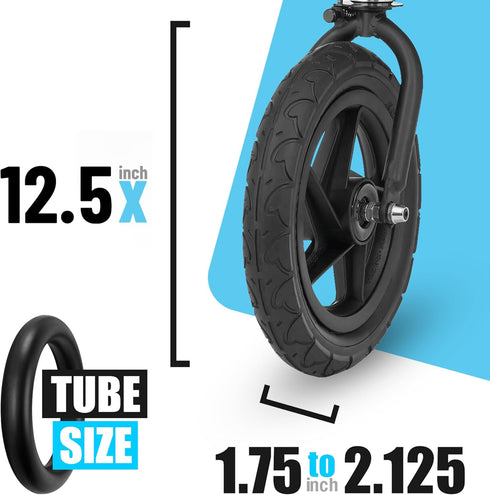 BOB Stroller Tire Tube Replacement for Front Inner Tubes, 12.5 inch x 1.75 x 2.125, for Jogging Strollers Wayfinder,