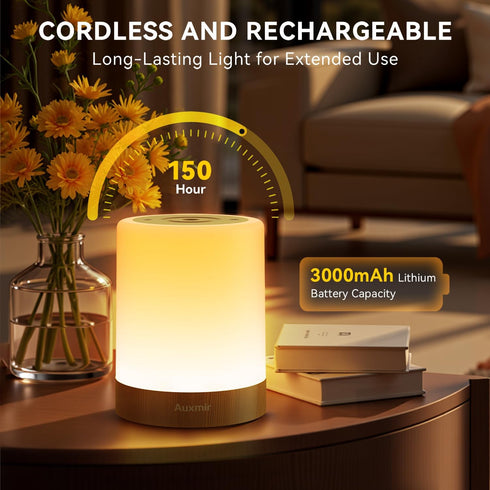 Dimmable 11 5 Brown-2 Pack Auxmir Night Light for Kids Baby, Touch Lamp for Nursery, RGB Colors Brightness, Portable