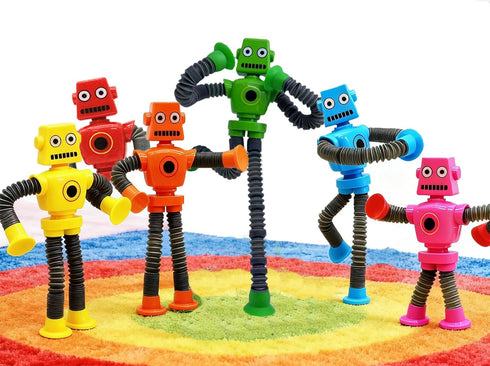 36PCS Robot Suction Cup Toys Pop TubesStress Relief Fun Robot-Shaped Suction Cup