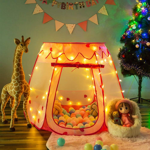 1 2 3 12-18 Crayline Pop Up Princess Tent with Star Light, Toys for Year Old Girl Birthday Gift, Baby Girl Toys, Ball