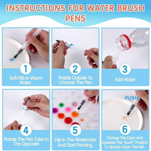 Watercolor Paint Set, 48 Colors Washable with Brush, Non-toxic for Kids, Adults, Beginners