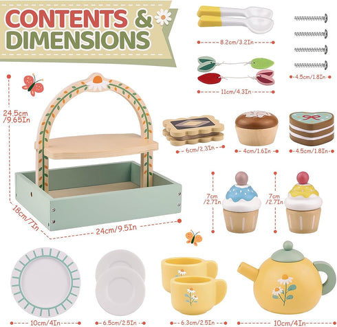Sets 3-5 Playset 3 4 5 6 Wooden Tea for Little Girls Play Food Cake Toys Toddlers Kitchen Accessories Pretend Play