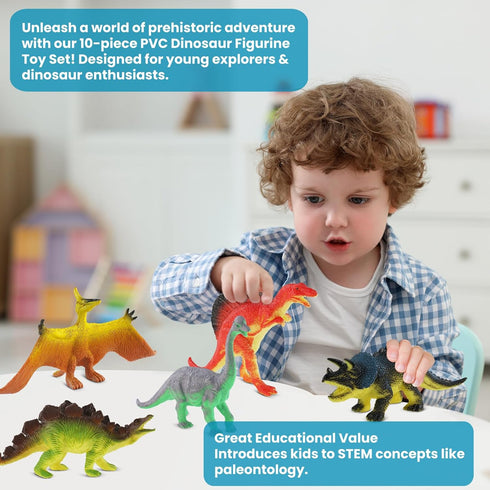 3-5, 10 Set Zippytots Dinosaur Toys for Kids PCS Realistic Plastic Dinosaur Figure Toy Including T-Rex, Stegosaurus