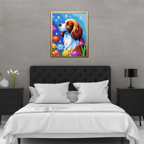 Paint by Numbers DIY Acrylic Painting Kit for Kids & Adults, 16" Wx20" L Colorful Cute Dog Pattern for Beginners