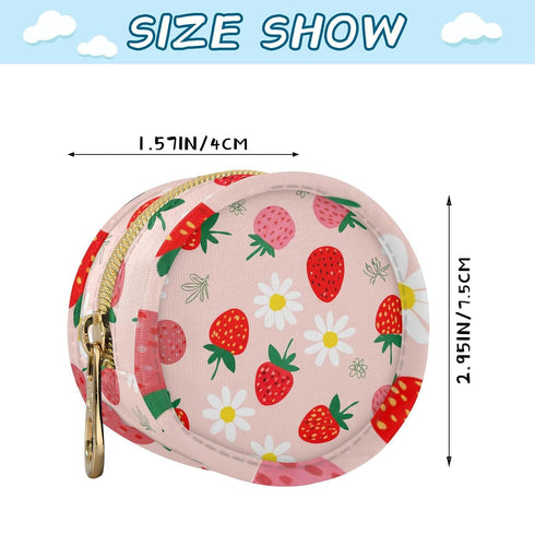 Strawberry Round Pacifier Storage Case with Zipper, Portable Pacifier Case for Travel, Diaper Bag & Purse, Pacifier